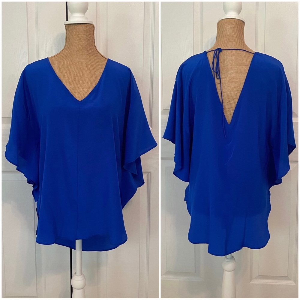 NWT Amanda Uprichard Silk Butterfly Top Royal Blue L